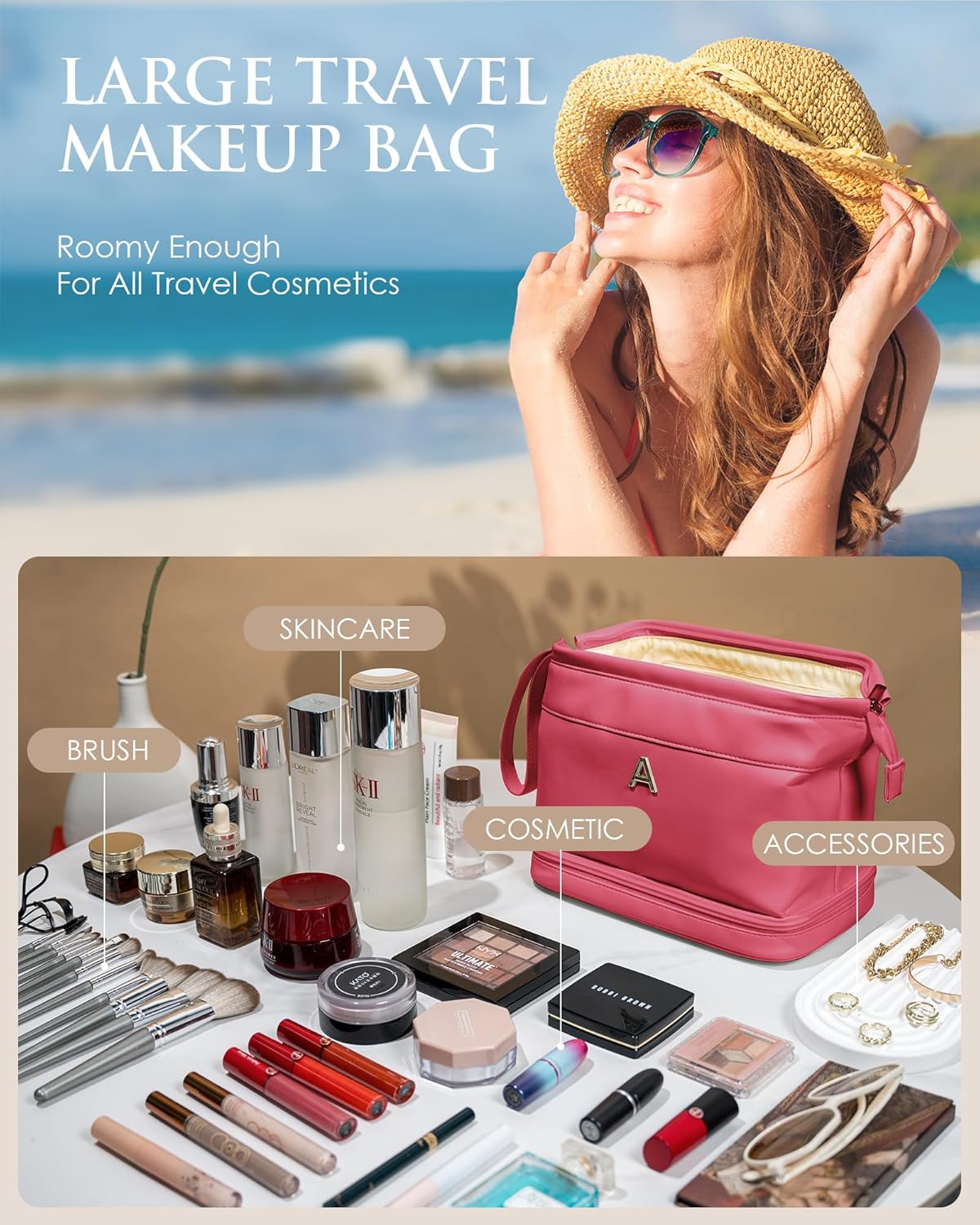 Birthday Gifts for Sister, Makeup Bag for Women, Bridesmaid Engagement Gift for Her Travel Toiletry Bag Make Up Bag Pouch for Purse Bridal Shower Gifts for Engagement Wedding Bridesmaids Gift