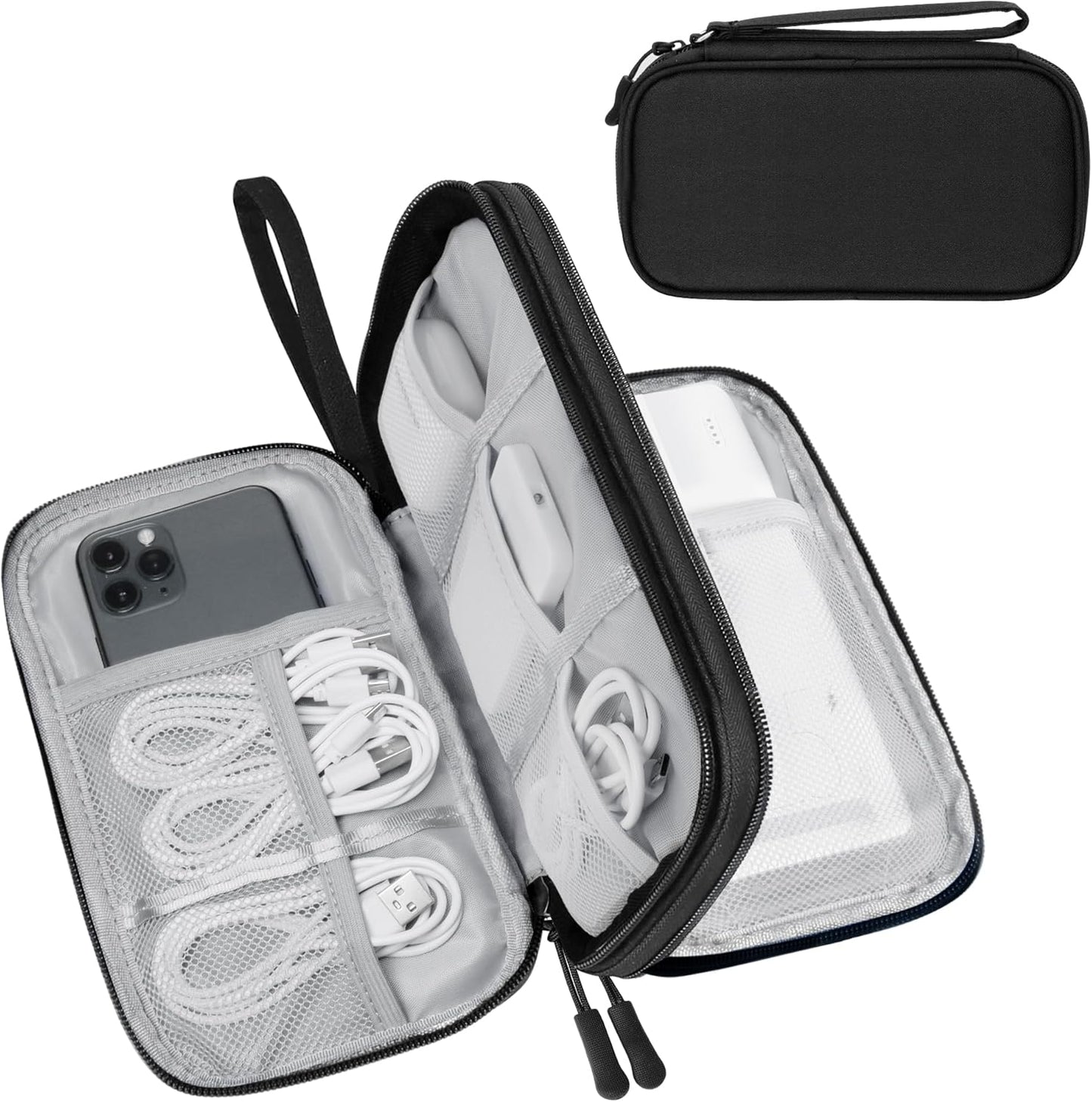 Electronics Organizer Travel Case,Electronic Accessories Storage Bag,Portable Waterproof Cable Organizer Bag,Travel Cord Organizer Bag for Small Charging Cord Storage,Cables,SD Card-Black