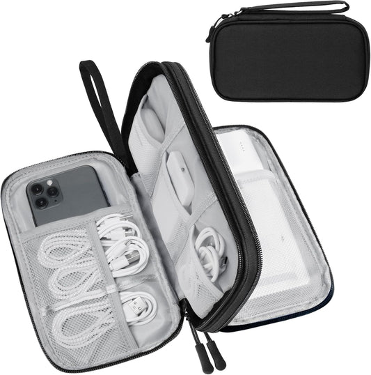 Electronics Organizer Travel Case,Electronic Accessories Storage Bag,Portable Waterproof Cable Organizer Bag,Travel Cord Organizer Bag for Small Charging Cord Storage,Cables,SD Card-Black