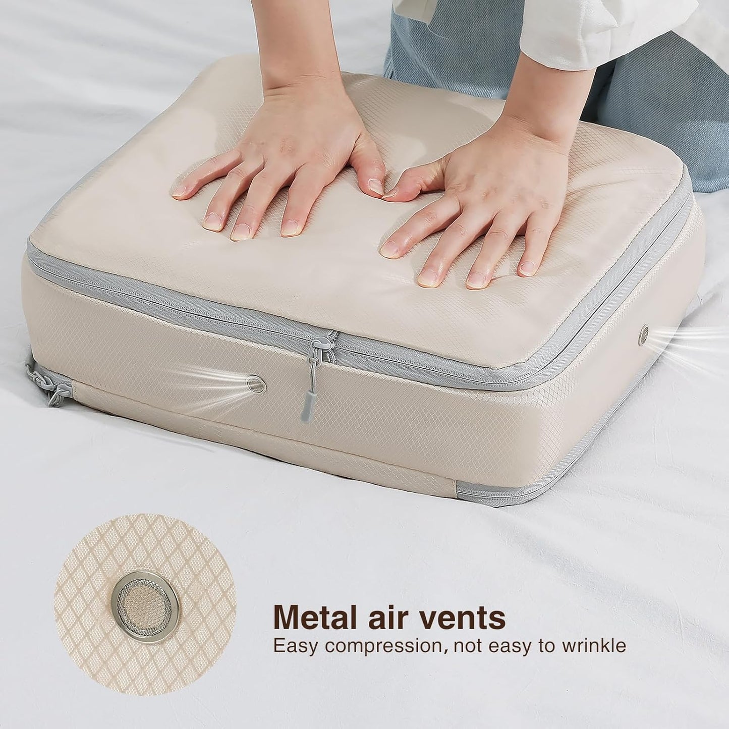 DIMJ Clothes Storage Bag 8 Pack, 19L Compression Storage Bags for Sweater, Closet, Sheet Storage Organizer with Window Handle, Compression Packing Cubes Space Saver Storage Bags with Zipper