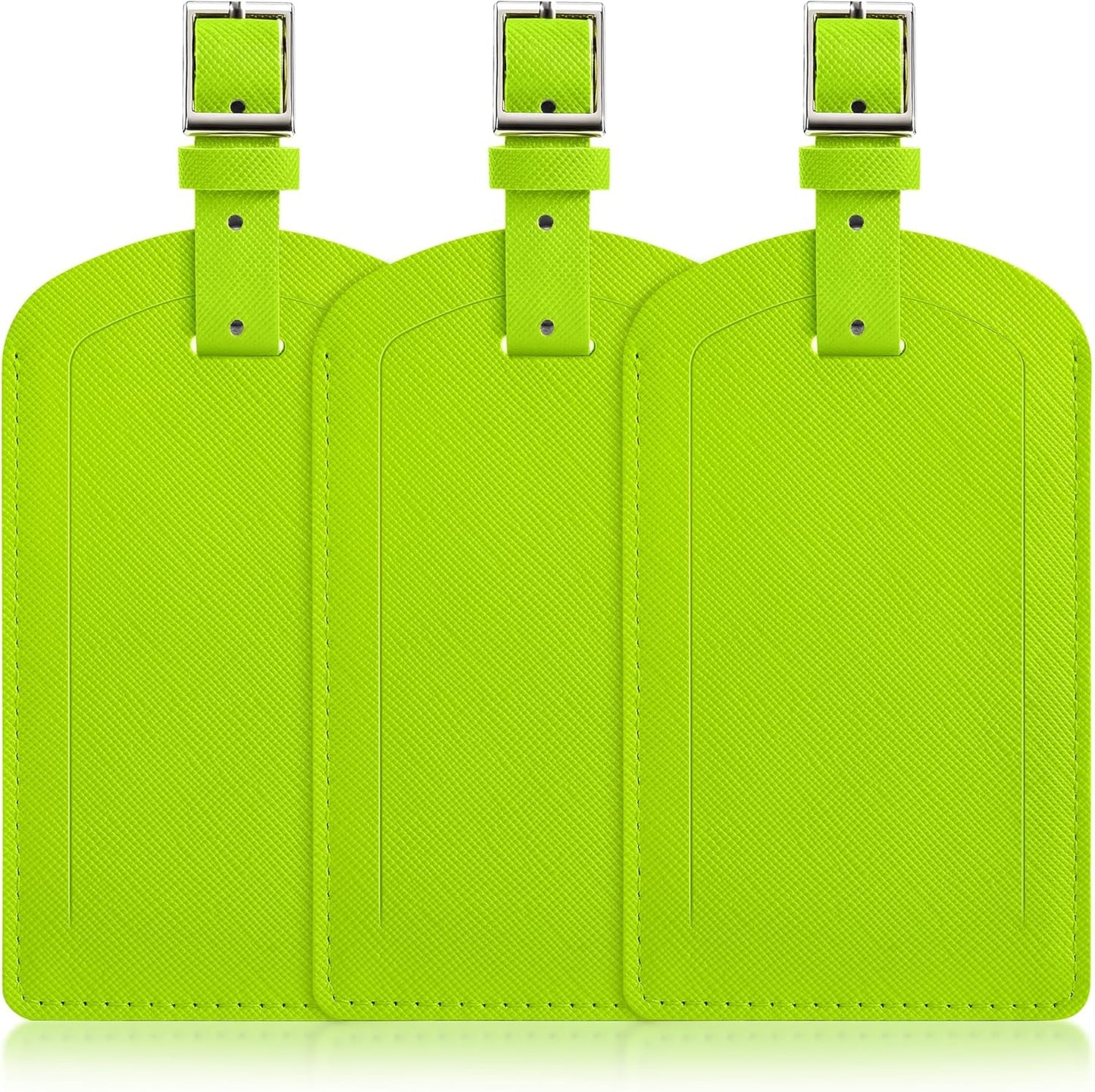 3 Pack Luggage Tags for Suitcases, TSA Approved Bag Tags, Baggage Tags with Privacy Protection, Travel Essentials Luggage Accessories, Neon Green