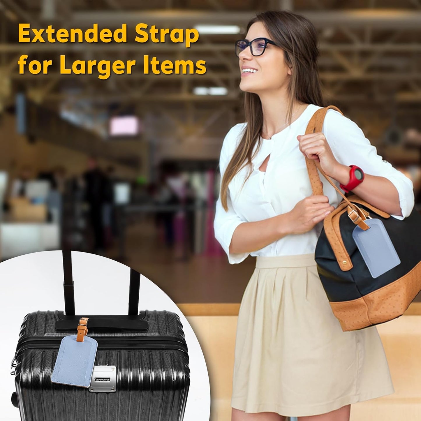 3 Pack Luggage Tags for Suitcases, TSA Approved Bag Tags, Baggage Tags with Privacy Protection, Travel Essentials Luggage Accessories, Light Blue & Brown