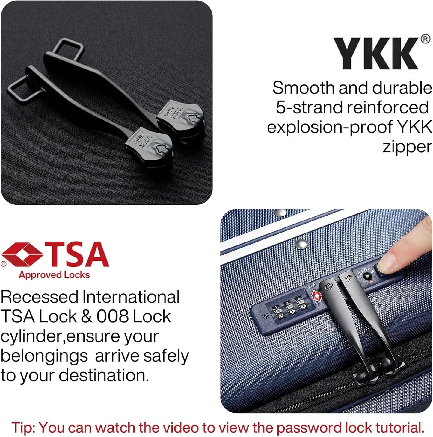 Hanke 20 Inch Carry On Luggage with Front Pocket Aluminum Frame, Hard Shell Suitcases with Wheels, Rolling Luggage, Suitcase with Lock, Travel Luggage for Weekender, Dark Blue