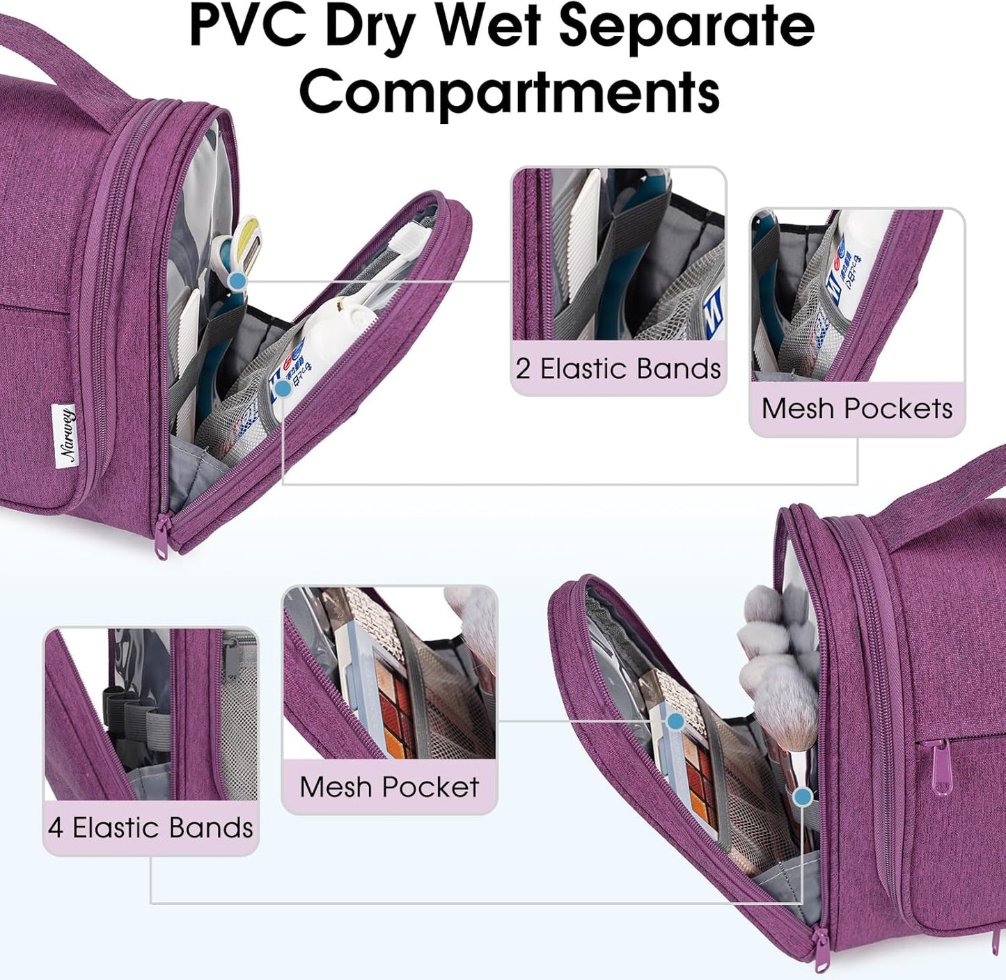 Narwey Hanging Toiletry Bag for Women Travel Makeup Bag Organizer Toiletries Bag for Cosmetics Essentials Accessories