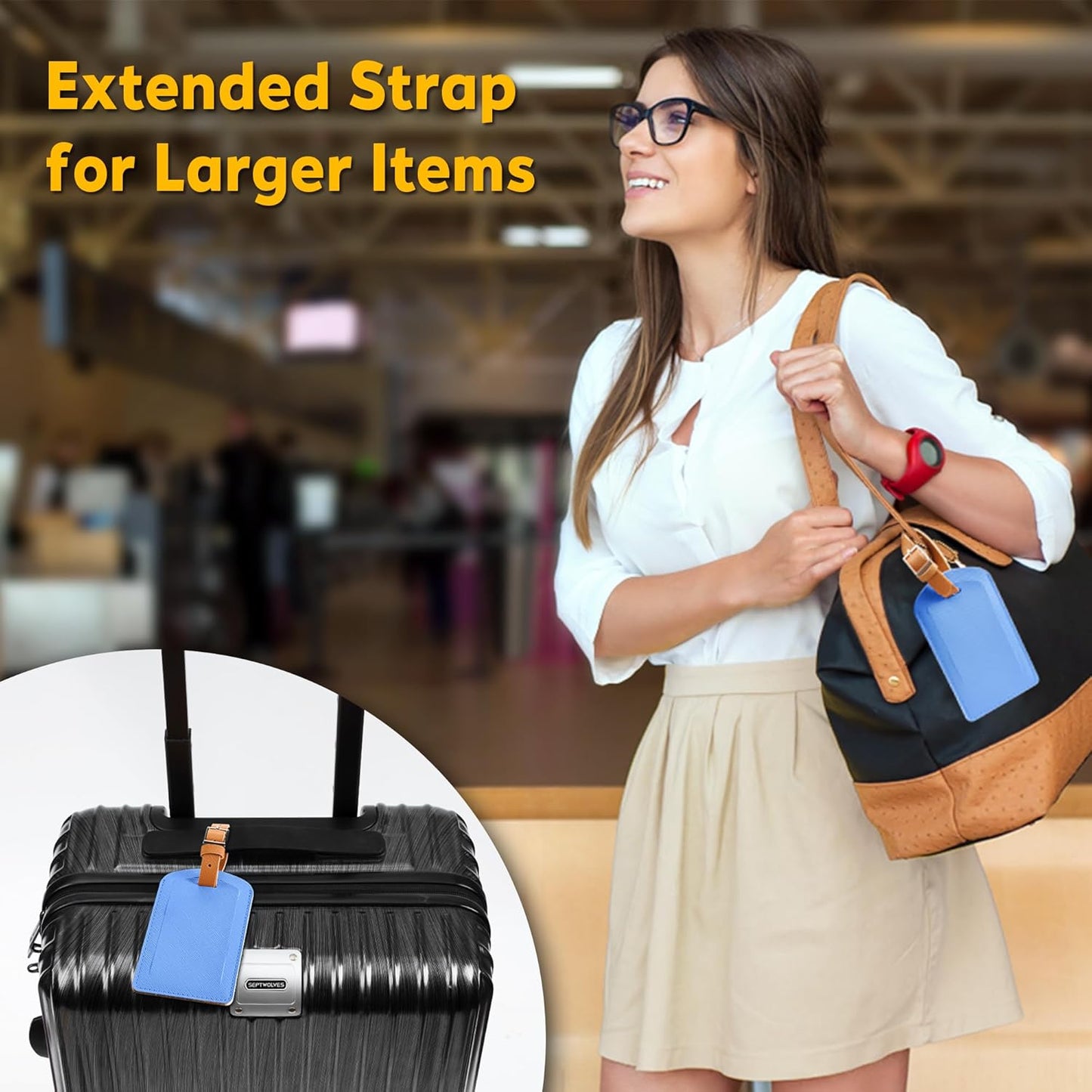 3 Pack Luggage Tags for Suitcases, TSA Approved Bag Tags, Baggage Tags with Privacy Protection, Travel Essentials Luggage Accessories, Blue & Brown