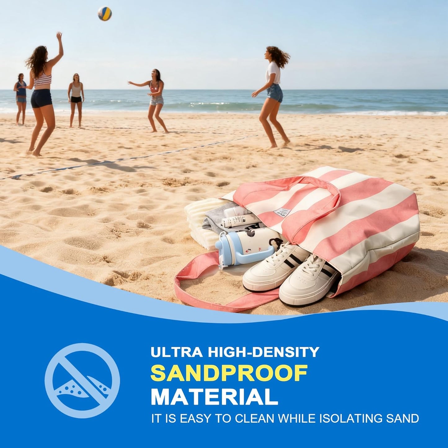 Beach Bags Waterproof Sandproof, XL Large Pool Tote Bag for Women