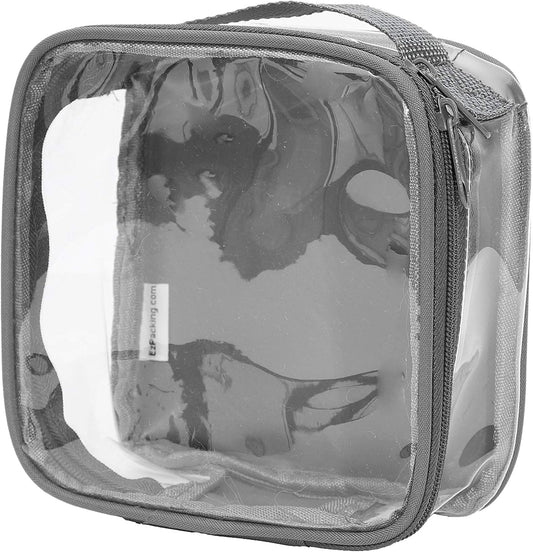 EzPacking Clear TSA Approved 3-1-1 Travel Toiletry Bag for Carry On/Quart Size Transparent Liquids Pouch for Airport Security/Reusable See Through Vinyl & PVC Plastic Organizer Men Women (Gray)