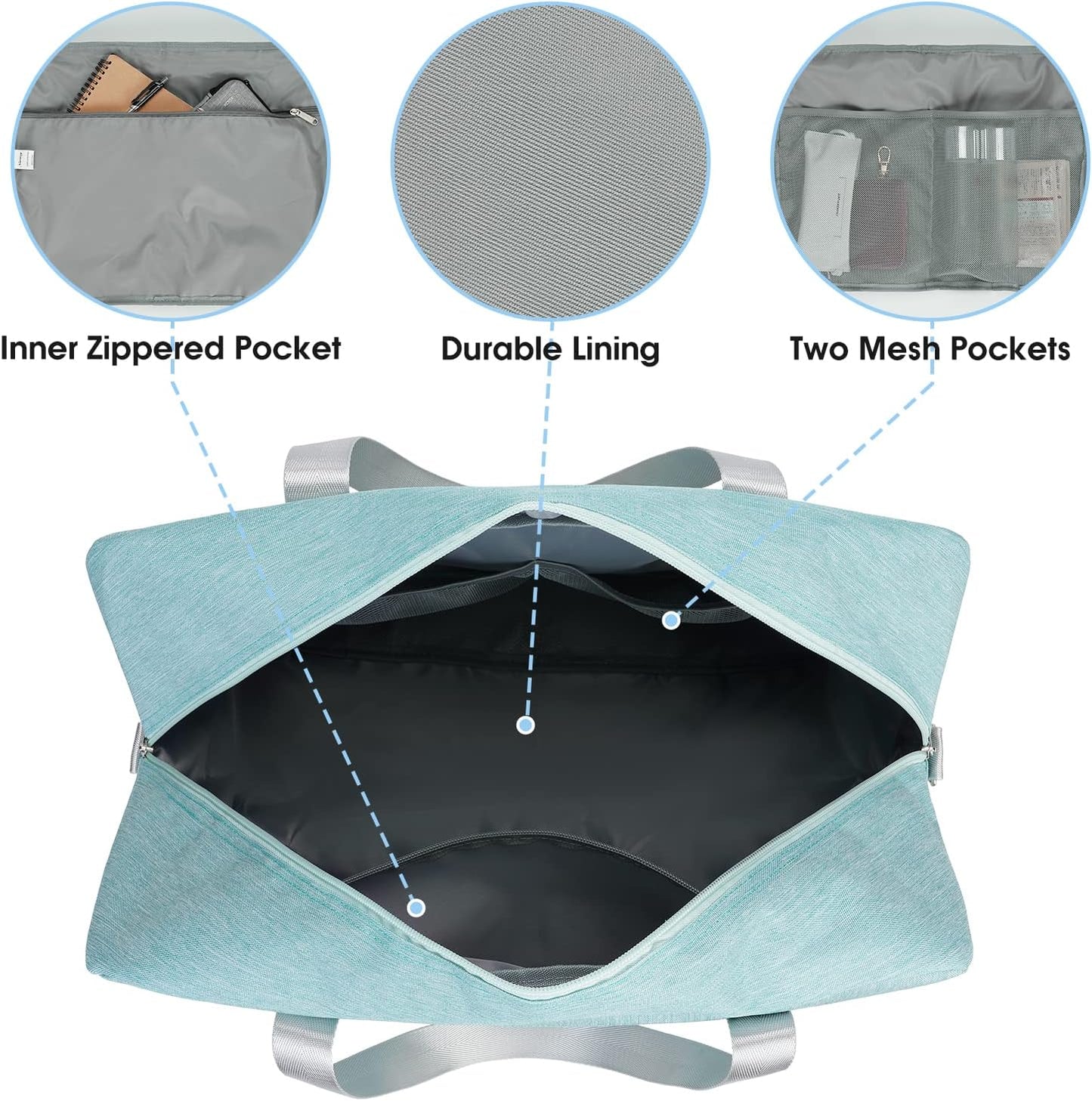 For Spirit Airlines Personal Item Bag 18x14x8 Foldable Travel Duffel Bag Underseat Carry on Luggage for Women (Mint Green)