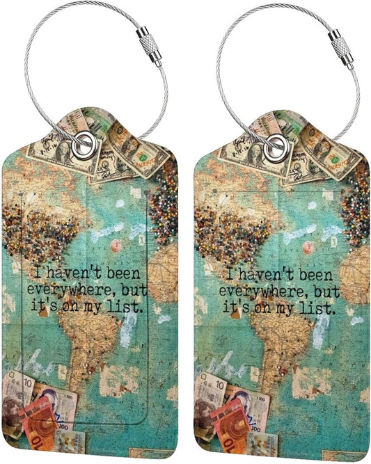 2 Pack Travel Luggage Tags for Suitcases Women Men Kids, Bag Tags for Leather Luggage with Waterproof Suitcase Tags Privacy Cover Name ID Label Steel Loop for Travel Bag Suitcase