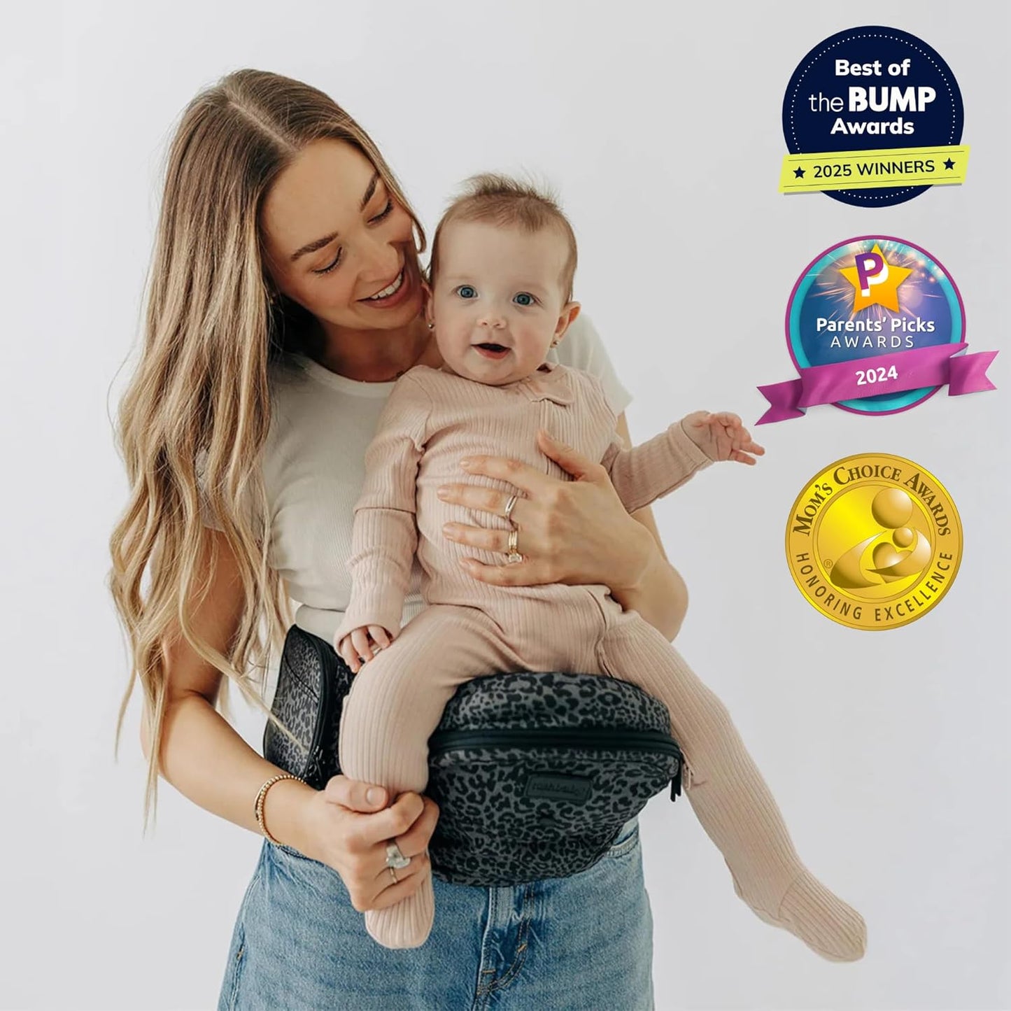 Tushbaby Ergonomic Hip Seat Carrier- for Babies and Toddlers 0-3yrs, Safety Approved, Structured Support, Convenient Pockets, Feeding Aid, Durable YKK Zippers, Foam-Free Build, (Jaguar)