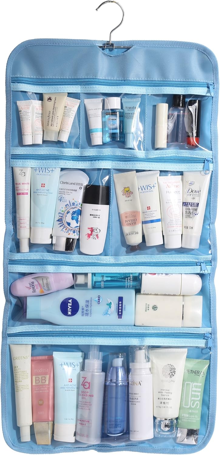 Foldable Clear Hanging Travel Toiletry Bag Cosmetic Organiser Storage