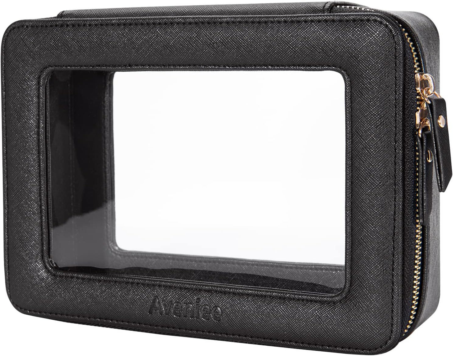 Aveniee Clear Makeup Bag Organizer,Large Travel Toiletry Bag for Women, Waterproof Cosmetic Pouch with Zippers,Car Organizers and Storage Case for Accessories,Black