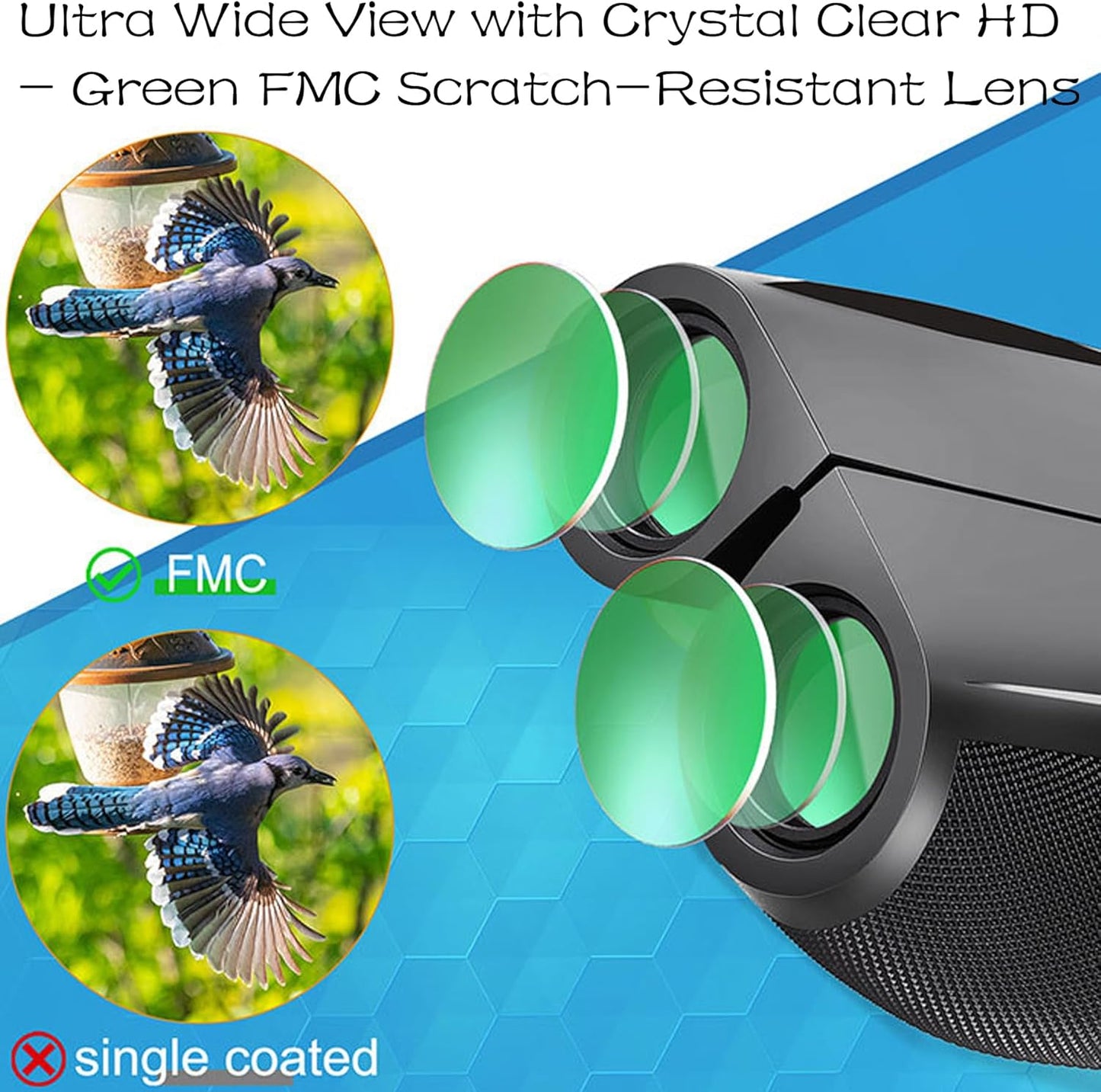 12x25 Compact Binoculars for Adults & Kids, High Powered Lightweight Waterproof Binoculars with Large Eyepiece, Low Light Vision for Bird Watching, Hunting, Travel, and Sightseeing