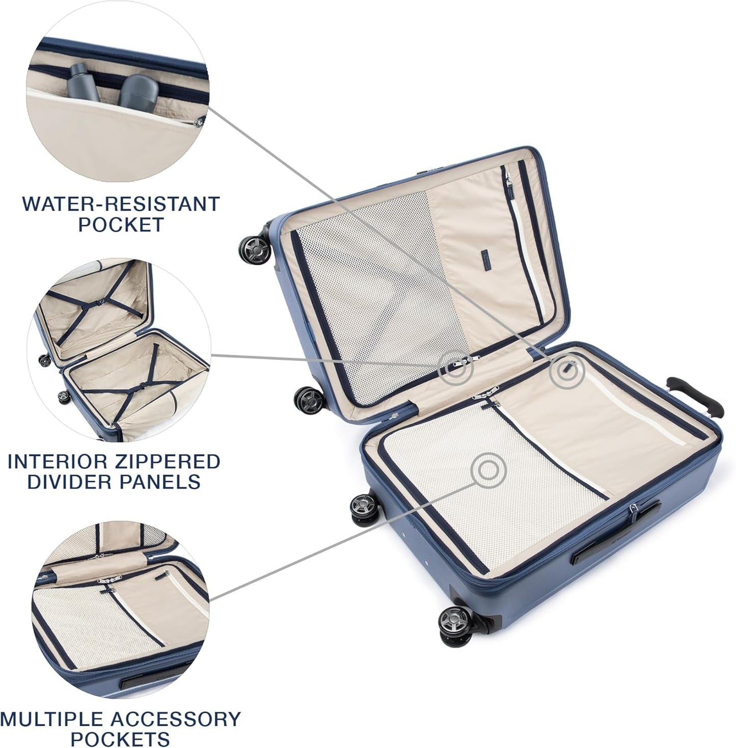 Travelpro Platinum Elite Hardside Expandable Checked Luggage, 8 Wheel Spinner, TSA Lock, Hard Shell Polycarbonate Suitcase, Dark Sky Blue, Checked Medium 25-Inch