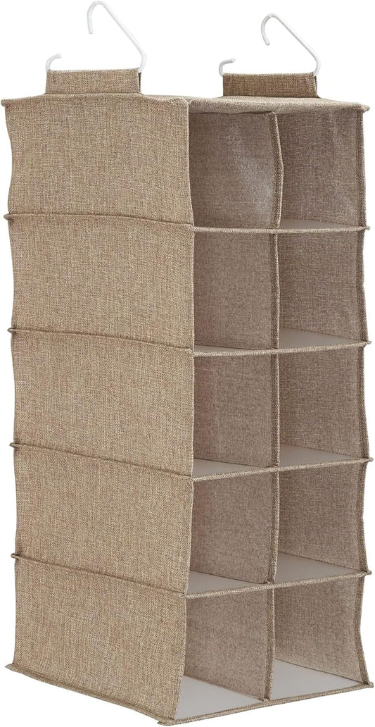 Household Essentials 10 Pocket Hanging Shoe Closet Organizer with Hooks
