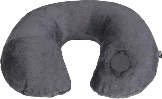 Lewis N. Clark Compact Portable Adjustable and Inflatable Cervical Neck Pillow for Travel, Gray, One Size