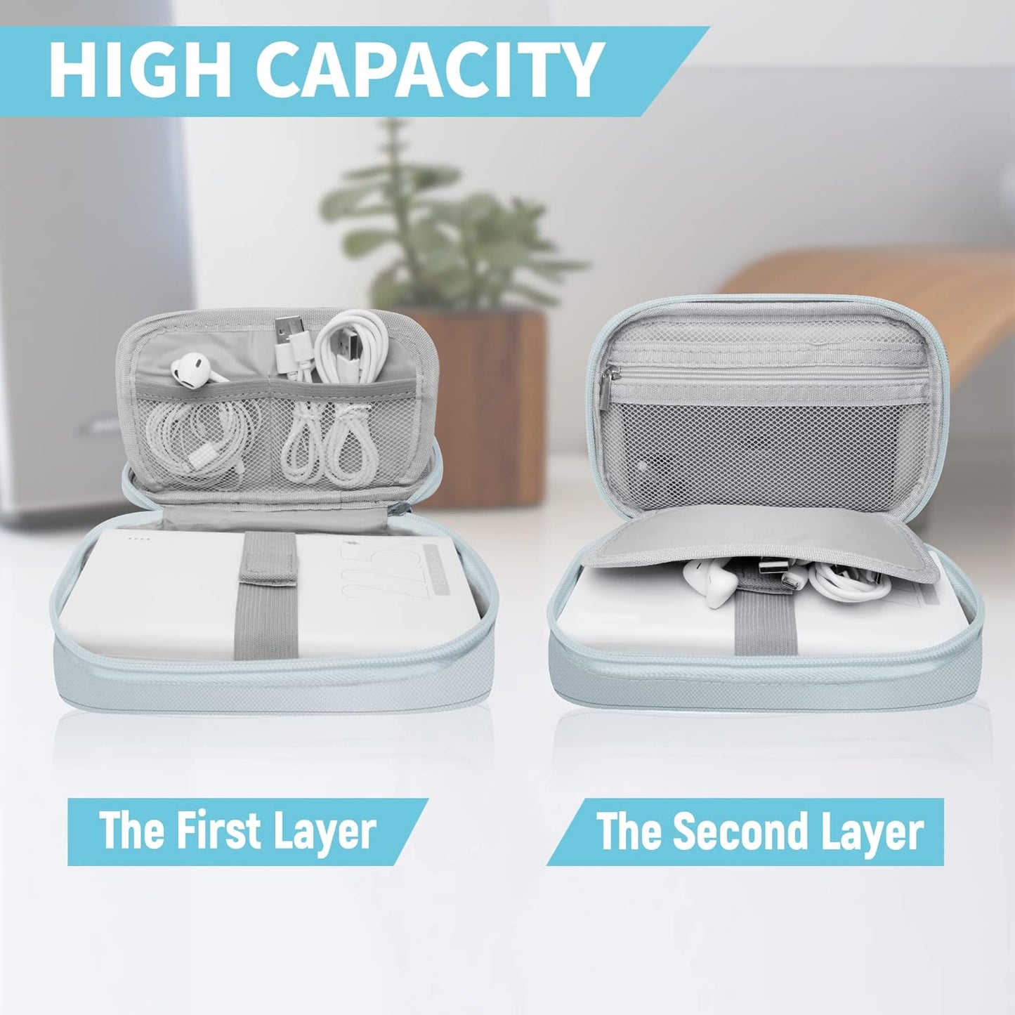 Electronics Travel Organizer,Portable Waterproof Electronic Travel Storage Bag for Small Charging Cord Storage,Charger,Small Electronics,SD Card etc,for Travel,Business -Grey