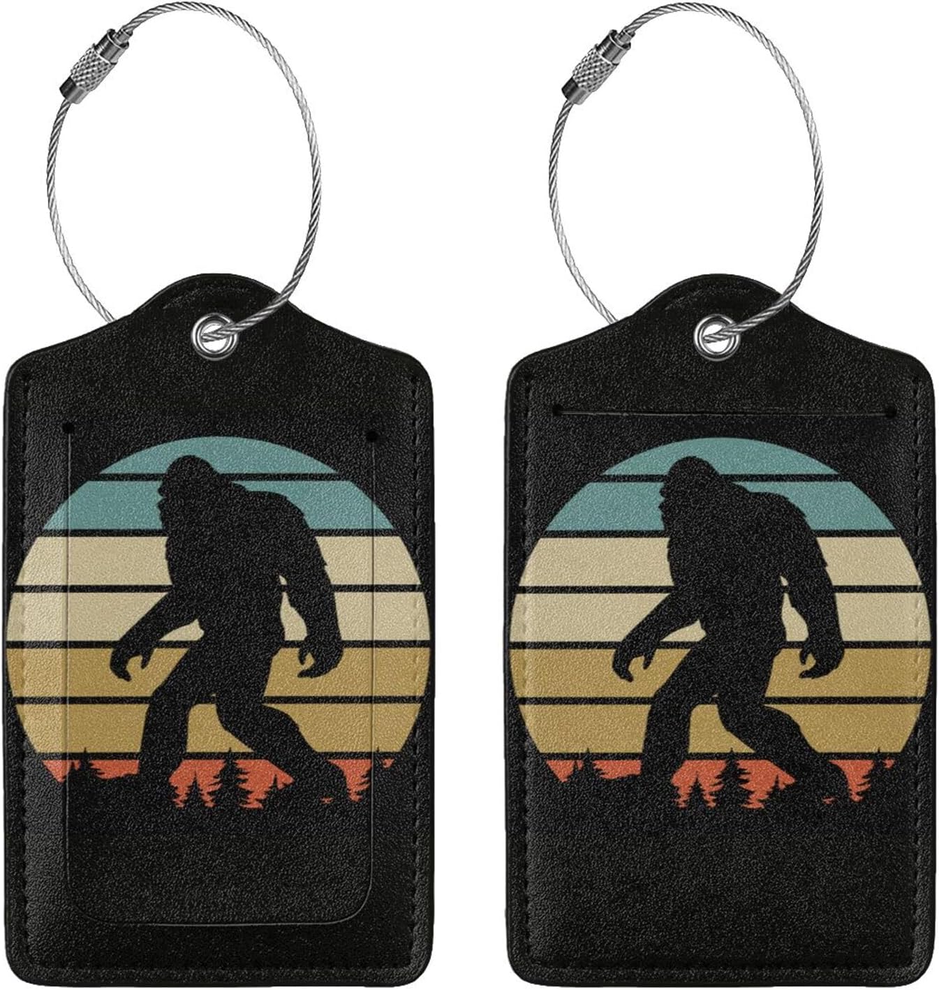 2 Pcs Bigfoot Luggage Tags for Suitcases, Funny Sasquatch Luggage Tags, Bachelorette Honeymoon Anniversary Christmas Birthday Travel Bag Gift for Men Women, Privacy Cover ID Label with Steel Loop