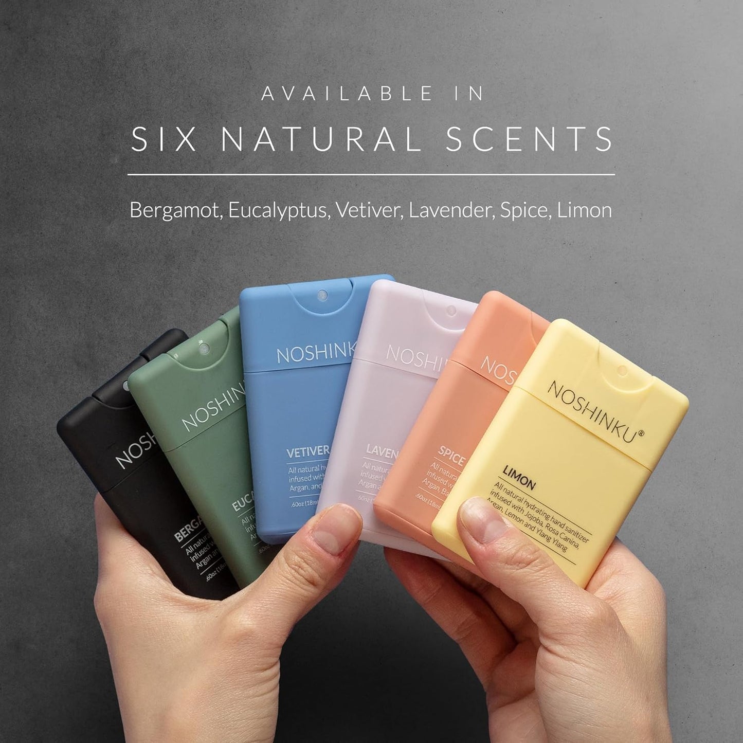 Noshinku - Refillable Hand Sanitizer Bergamot 3-Pack, Travel Size Spray with Hydrating Botanical Oils, Natural Ingredients, All Natural Fragrances, Sugarcane Derived Alcohol, No Parabens, No Dyes