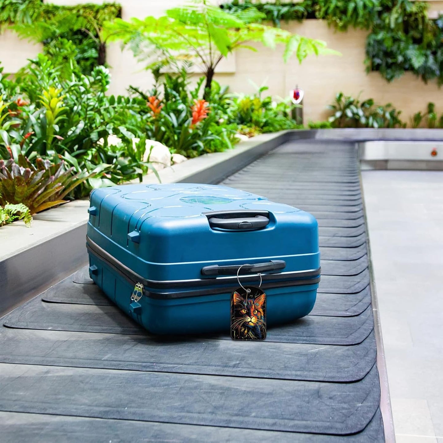 2 Pack Luggage Tag for Suitcase Colorful Cat Leather Suitcase Tags with Privacy Name ID Label and Stainless Steel Loop for Travel Bag