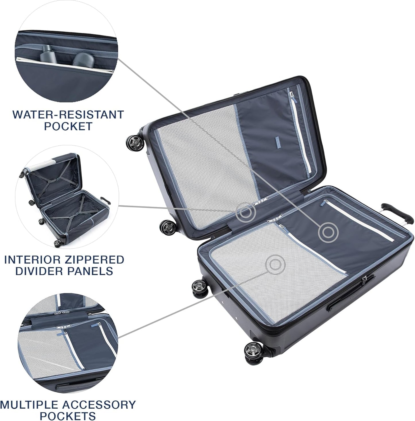 Travelpro Platinum Elite Hardside Expandable Checked Luggage, 8 Wheel Spinner, TSA Lock, Hard Shell Polycarbonate Suitcase, Shadow Black, Checked Large 28-Inch