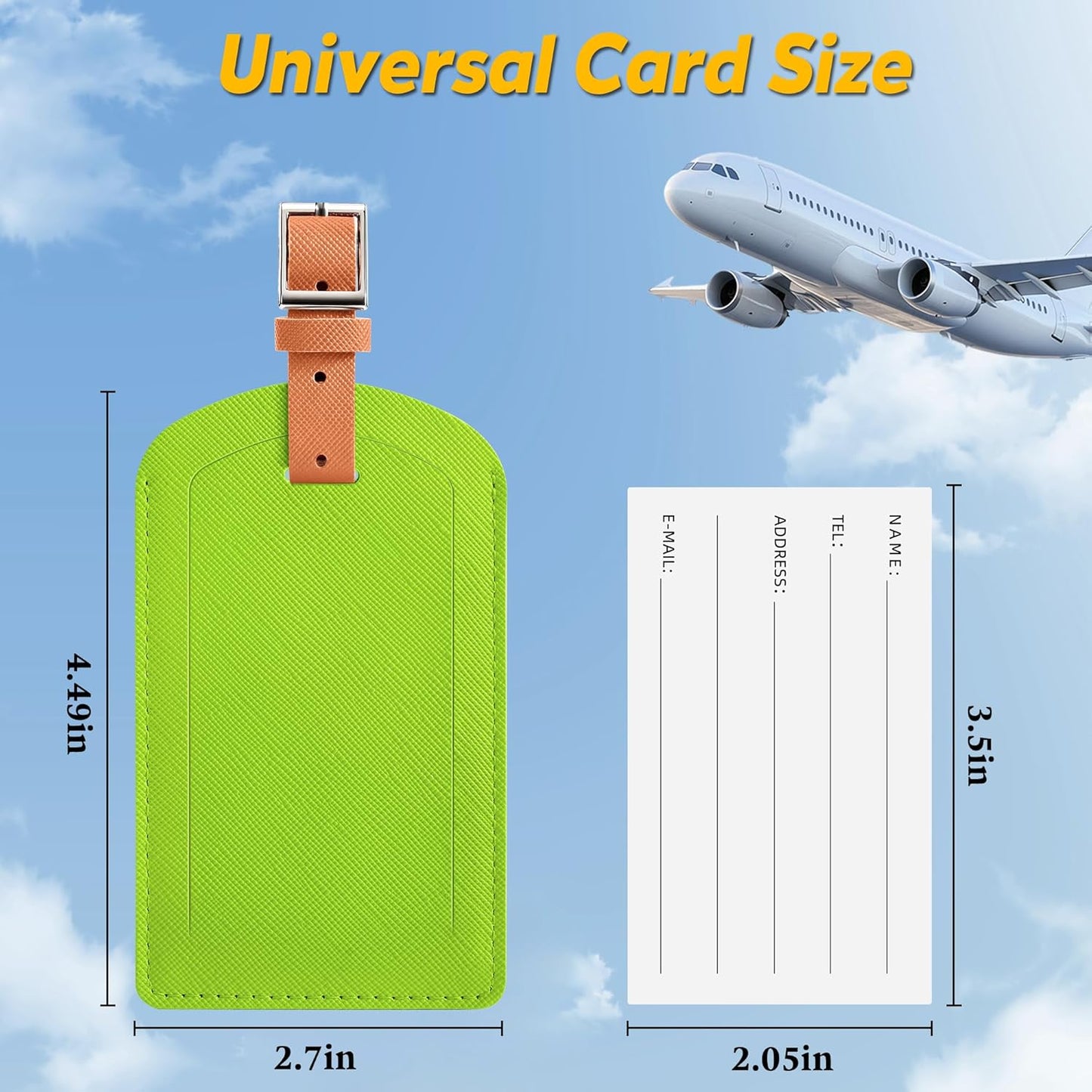 3 Pack Luggage Tags for Suitcases, TSA Approved Bag Tags, Baggage Tags with Privacy Protection, Travel Essentials Luggage Accessories, Green & Brown