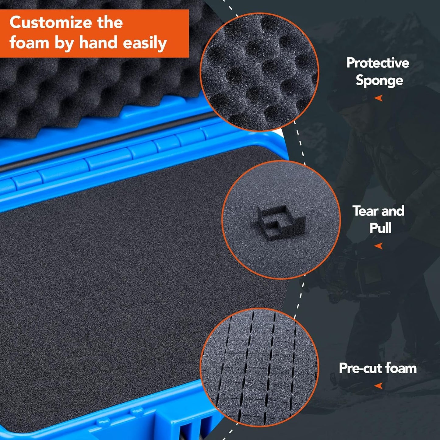Lykus HC-3010 Waterproof Hard Case with Customizable Foam Insert, Interior Size 11.81x7.87x4.72 in, Suitable for Pistol, Camera, Lens, Drone, Mic, Flashlight, Electronics, Tools, and More