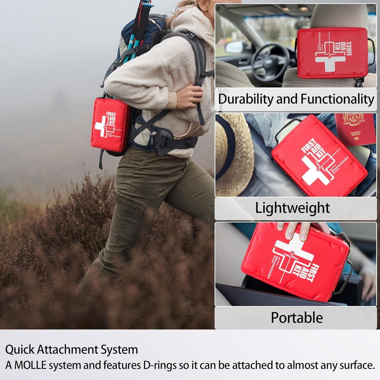 Compact First Aid Kit for Emergency - Basic Emergency Kit for Dorm,Hiking, Backpacking, Camping, Traveling, and Cycling -Small First Aid Kits
