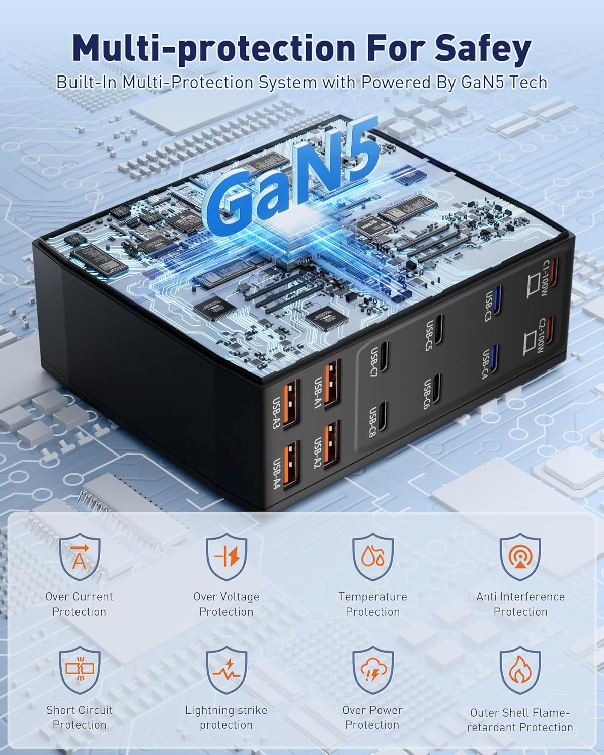 USB Charging Station (600W),12-Port USB C Charger Block with Dual 100W PD USB-C Fast Charging Station Hub for MacBook Pro/Air/All iPad Phone 17/16 15/14/13/Pro Max/Samsung Galaxy Note (Black)