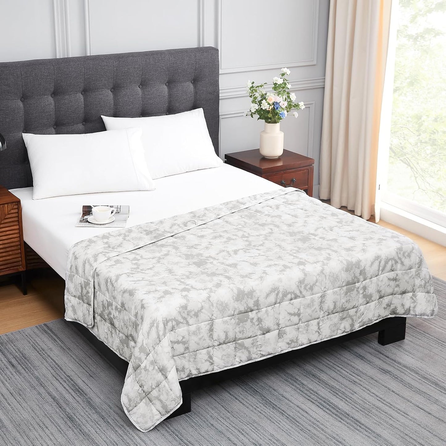 L'AGRATY Weighted Blanket - 48"x72" 20lbs Cooling Breathable Heavy Blanket with Glass Beads for Adult All-Season