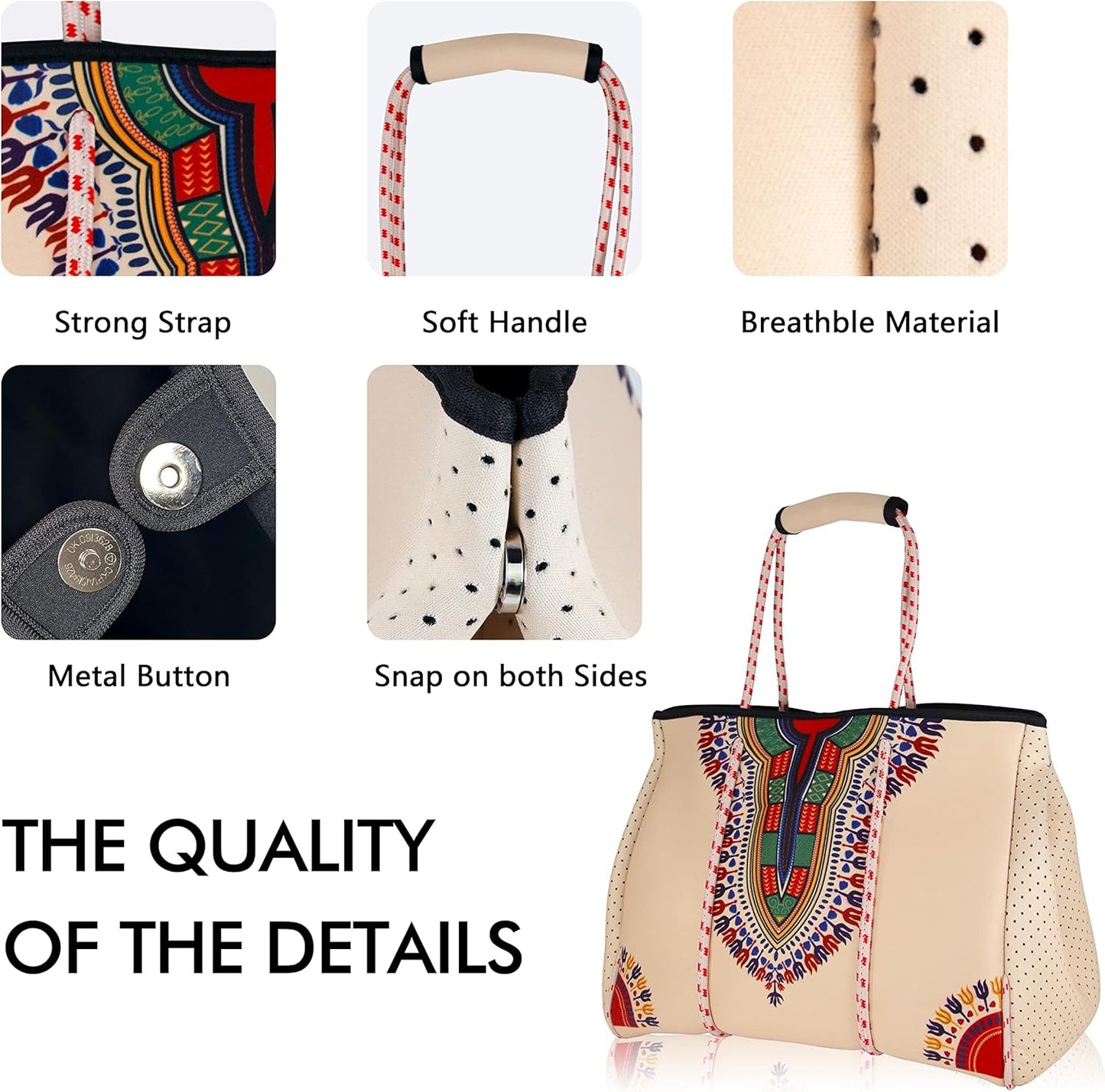 QOGiR Neoprene Multipurpose Beach Bag Tote with Inner Zipper Pocket … … … …