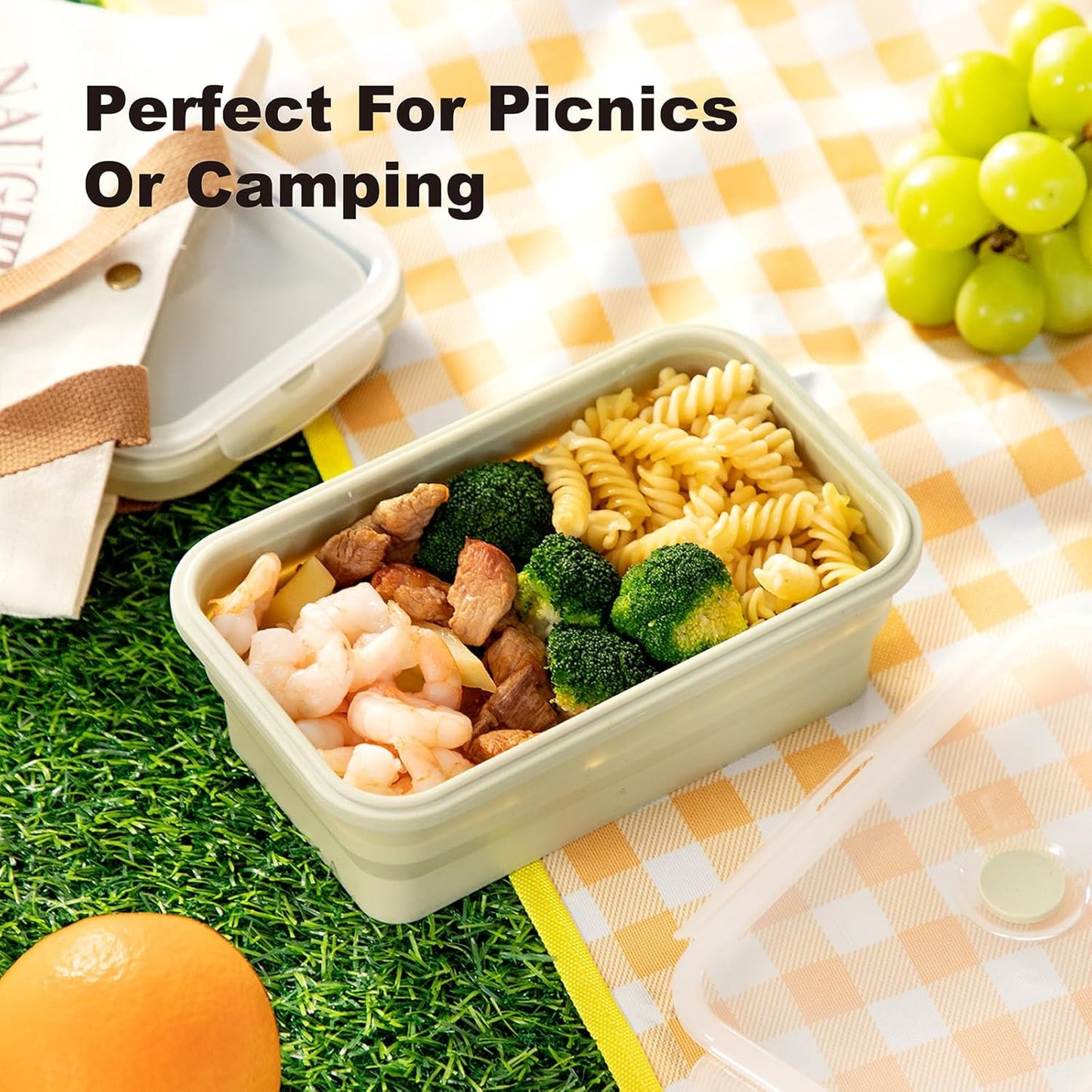 Large Collapsible Food Containers with Lids, Collapsible Bowls For Camping, Save Space, Leak-Proof Silicone Storage Bowls, 2pack 1200ml, Dishwasher, Microwave Freezer Safe