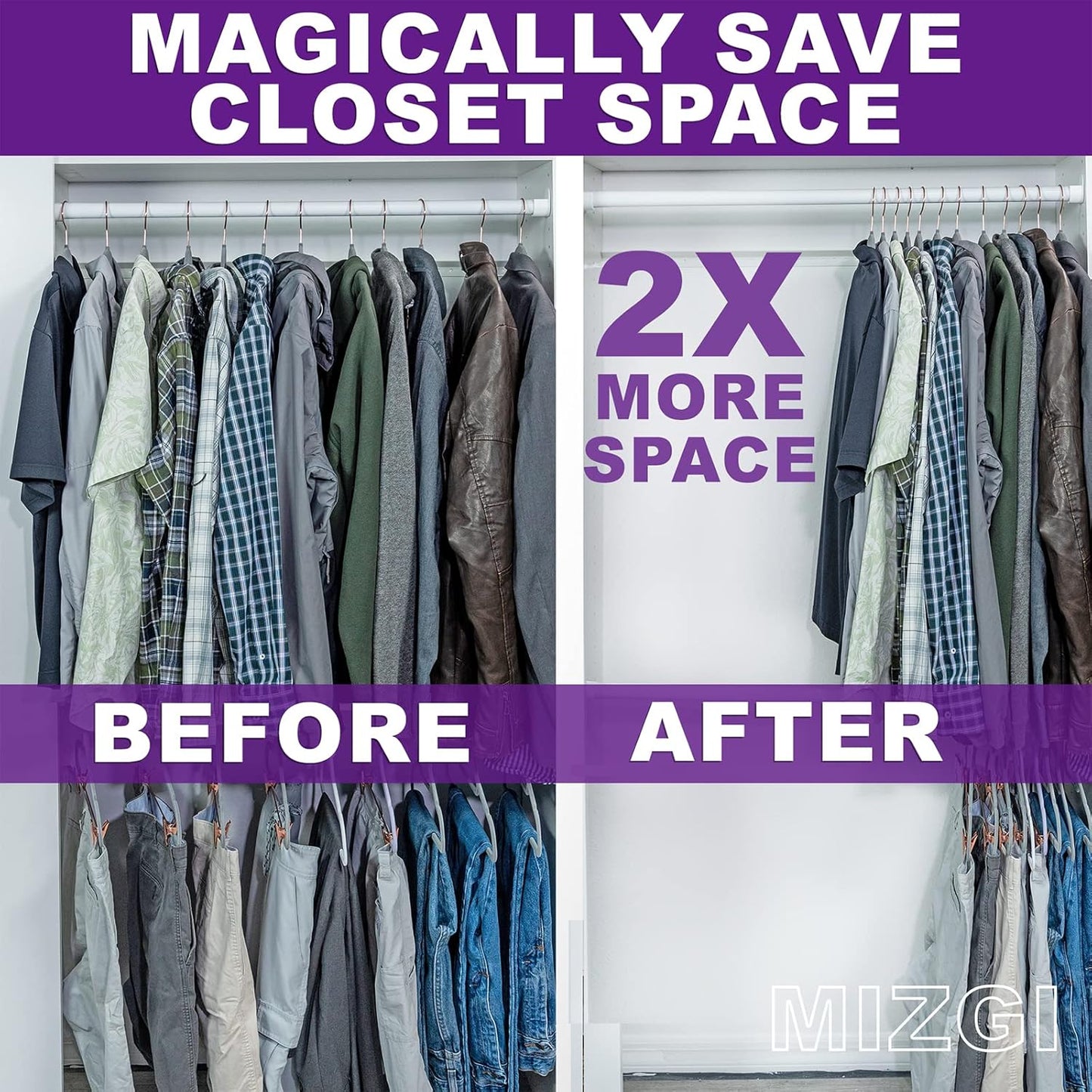 MIZGI Premium Velvet Hangers (50 Pack) Heavy Duty - Non Slip Felt Hanger - Velvet Suit Hangers Dark Purple - Rose Gold Hooks,Space Saving Clothes Hanger