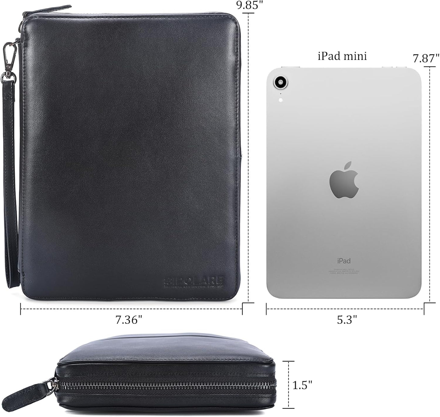 Polare Full Grain Leather Travel Cable Organizer Case Electronics Accessories Carry Bag with YKK Zippers Tech Storage Bag for Cables, Power Bank, USB, SD Card, Travel Essentials