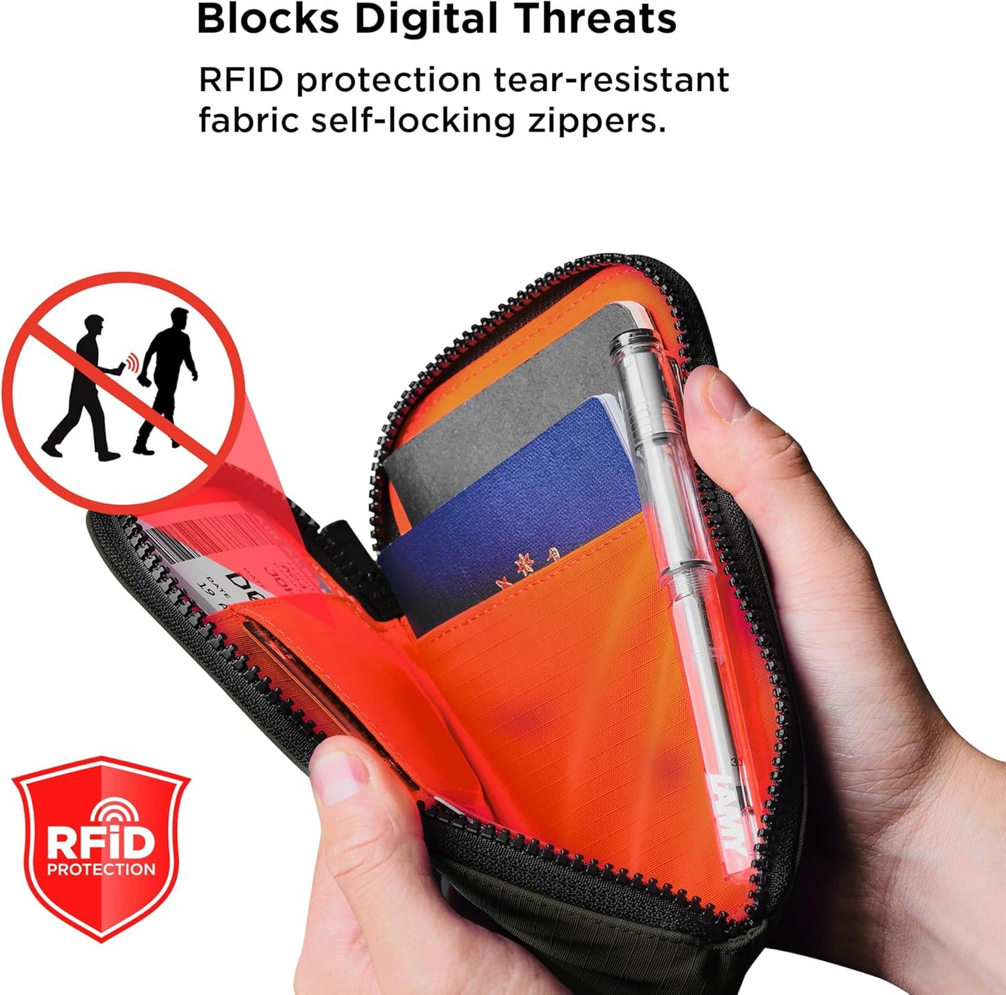 ALPAKA Zip Travel Wallet - Store Your Travel Accessories Efficiently - 3 Internal Pockets For Your Passport and More - 2 Card Slots - Made From Recycled and RFID-Protective Material