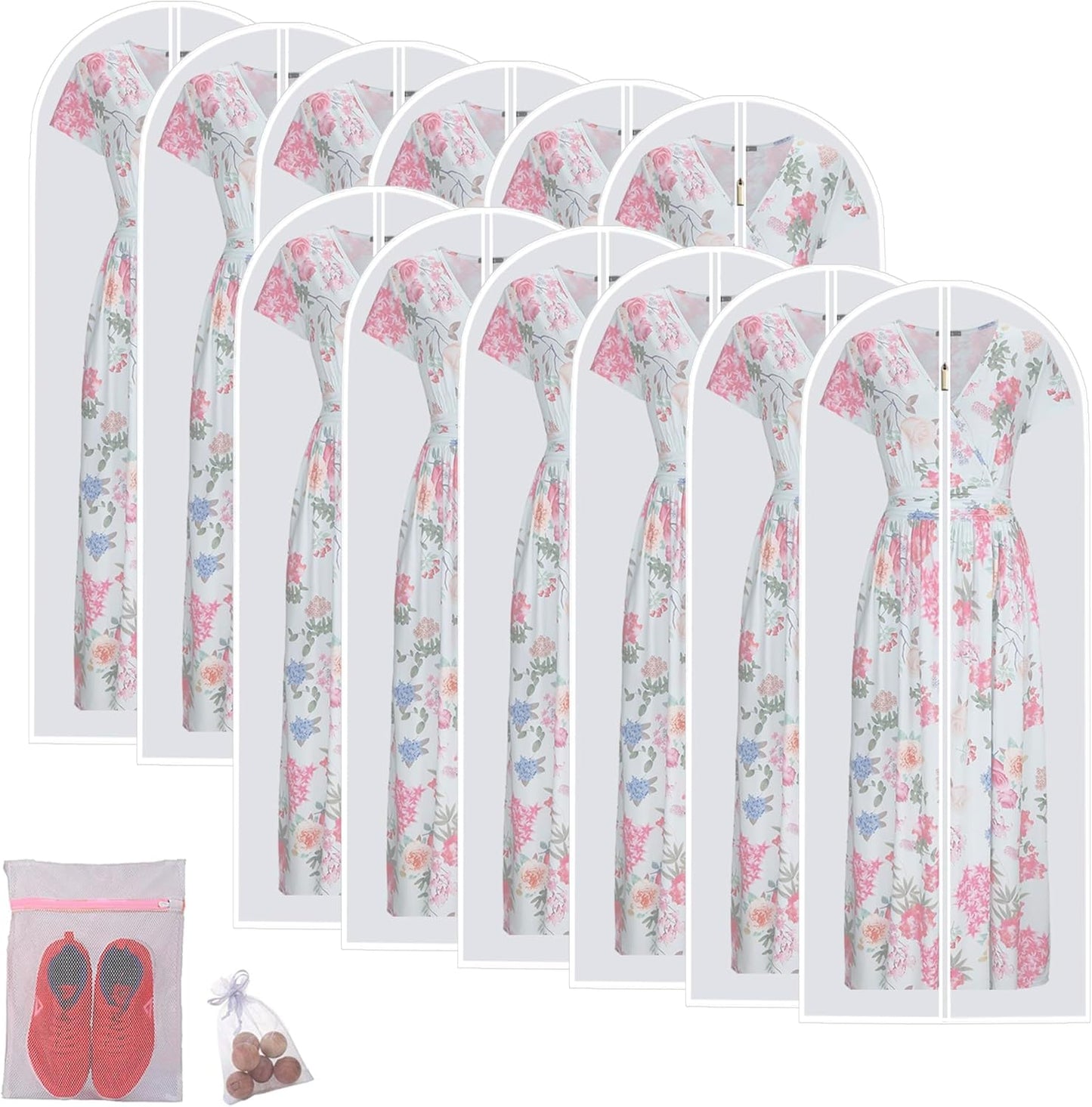 Garment Bags (set Of 12) for Wedding Dress Garment Bag Closet Cover for Open Closet Clothes Storage Bag with Zipper Gown Garment Bag for Long Dresses
