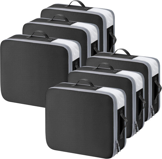 DIMJ Clothes Storage Bag 6 Pack, 19L Compression Storage Bags for Blanket, Sweater, Jacket, Closet, Sheet Storage Organizer with Window Handle, Compression Packing Cubes Space Saver Bags with Zipper