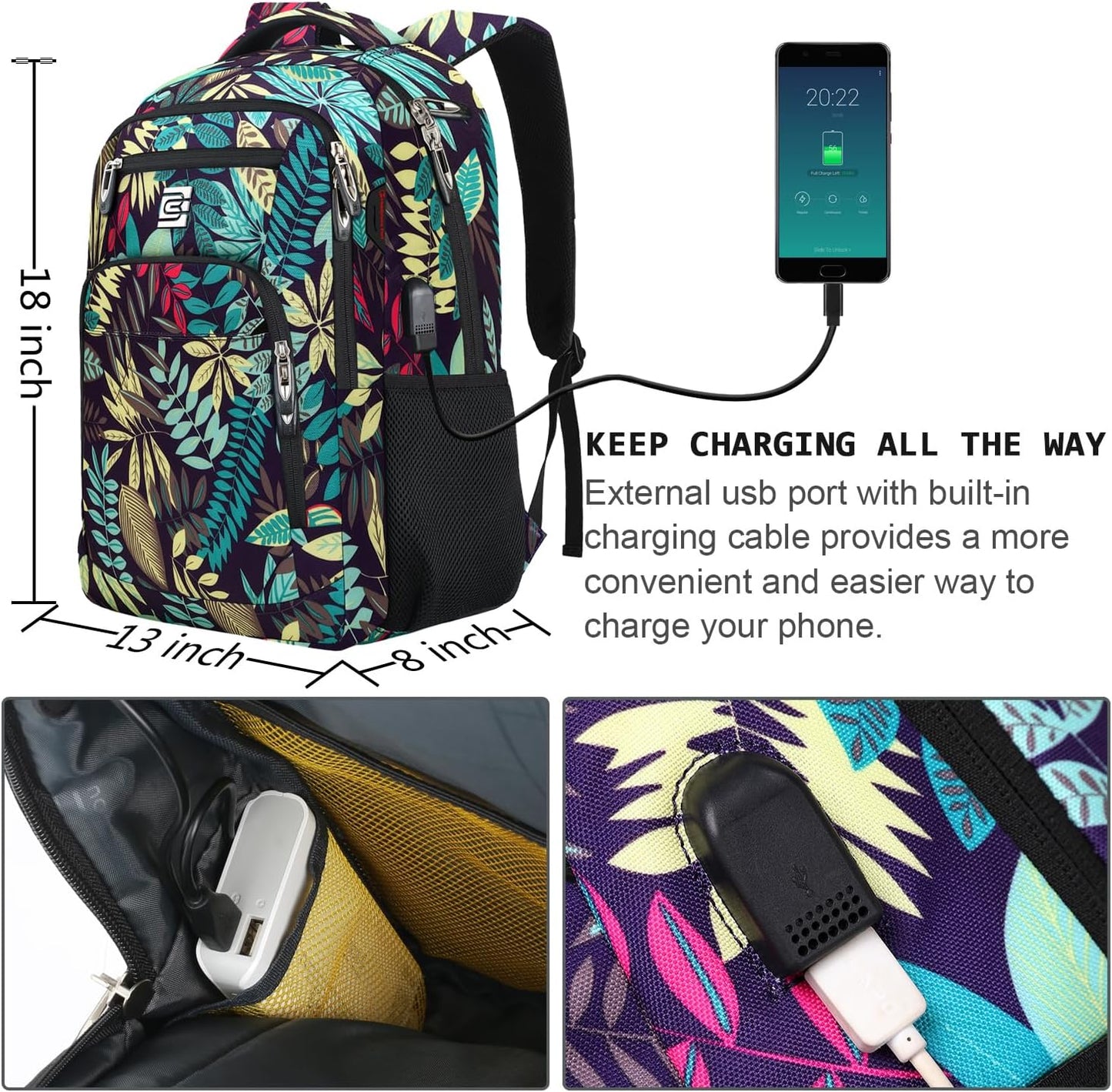 Laptop Backpack,Business Travel Anti Theft Slim Durable Laptops Backpack with USB Charging Port,Water Resistant College Computer Bag for Women & Men Fits 15.6 Inch Laptop and Notebook