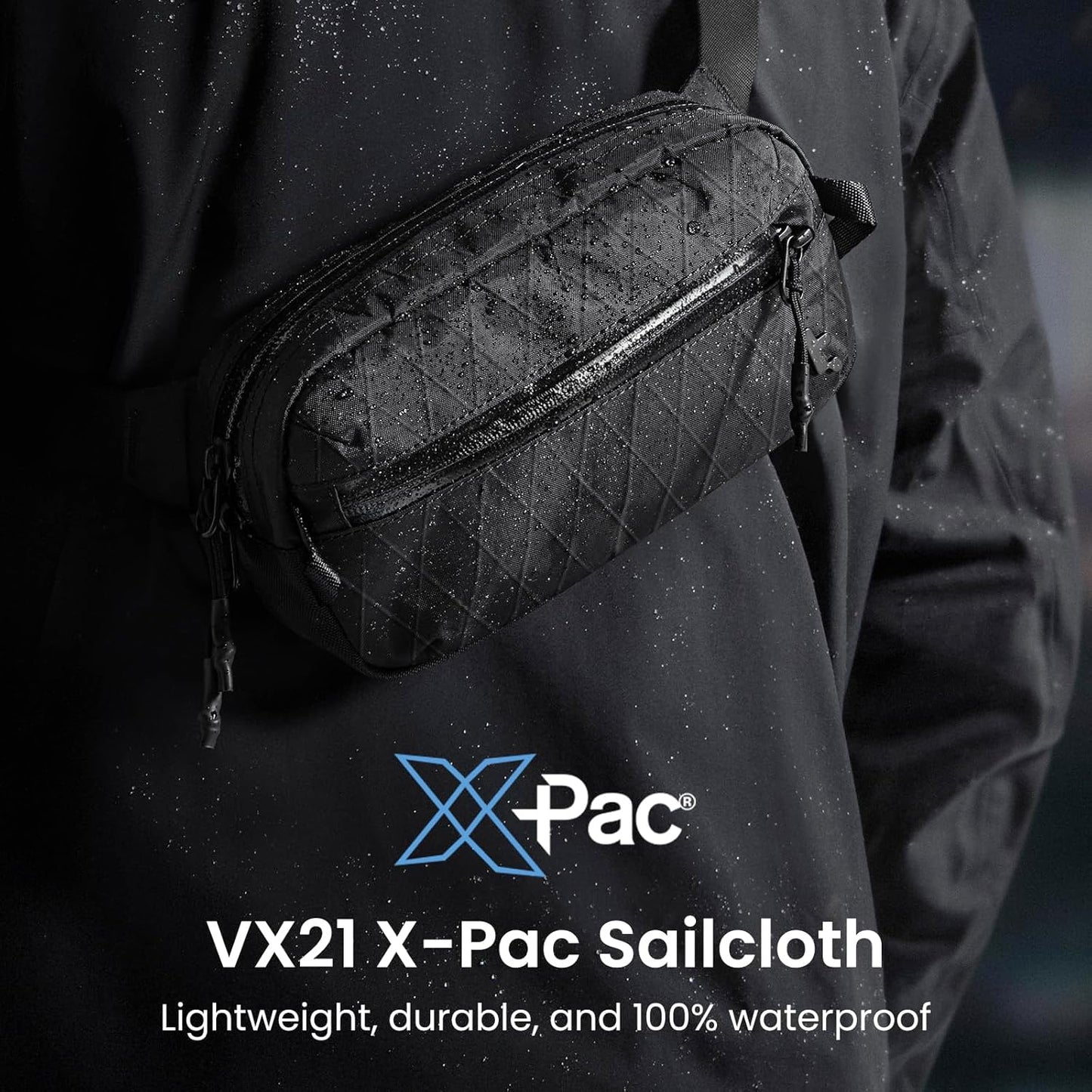 tomtoc 1.5L X-Pac Sling Bag with RFID Blocking, Crossbody Bag Minimalist Chest Shoulder Pack for Men/Women, Water-resistant Lightweight Casual Funny Pack for Travel, Daily Commute