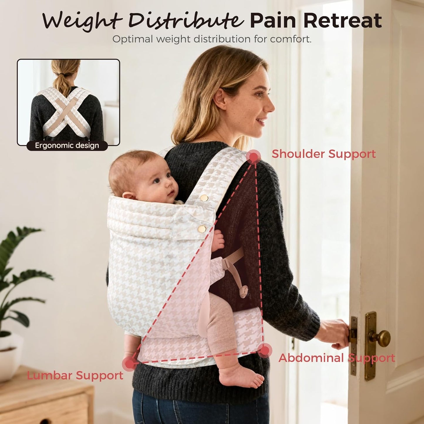Baby Carrier Newborn to Toddler- Ergonomic,Cozy and Lightweight Infant Carrier for 7-40lbs,3 Carry Positions Newborn Carrier,Brown