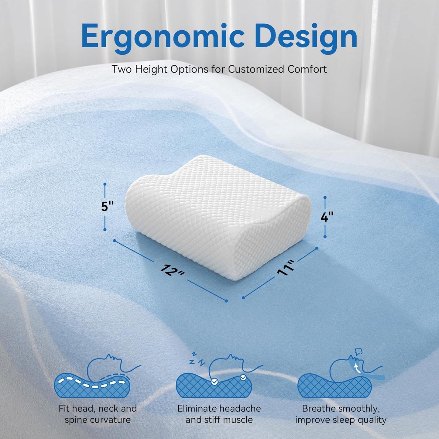 AM AEROMAX Travel Contour Memory Foam Pillow, Cervical Pillow for Neck Pain Relief, Neck Orthopedic Sleeping Pillows for Side, Back and Stomach Sleepers.