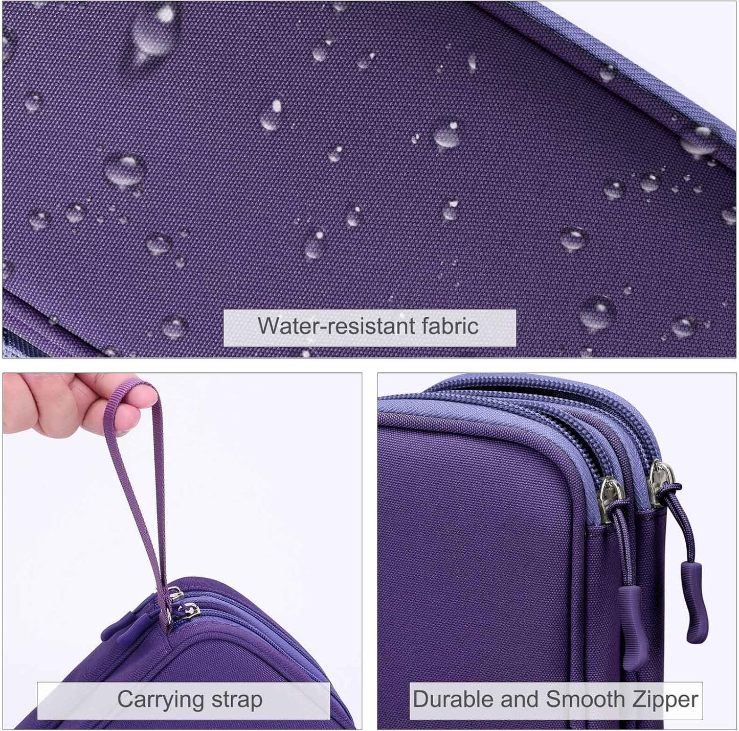 FYY Electronic Organizer, Large Travel Cable Organizer Bag Pouch Electronic Accessories Carry Case Portable Waterproof Double Layers All-in-One Storage Bag for Cable, Cord, Charger, Purple
