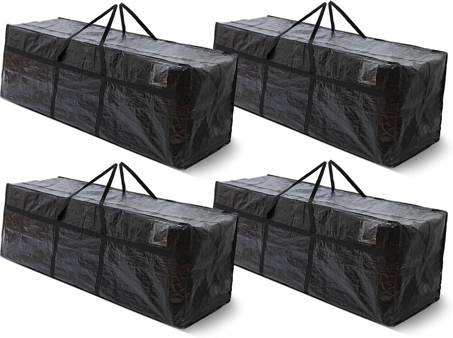 4 Pcs 176 Gallon Large Moving Bags with Zipper and Handles Foldable Storage Duffle Bags Heavy Duty Extra Large Totes for College Dorm Travel Clothes Blankets Bedding Moving (Black)