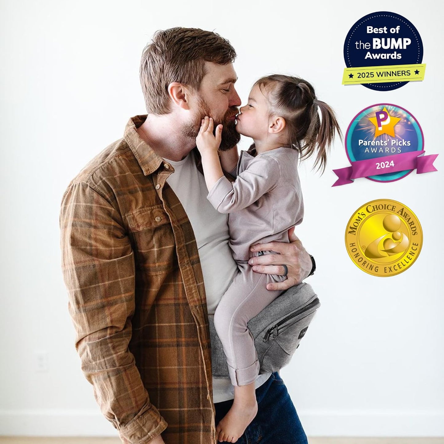 Tushbaby Ergonomic Hip Seat Carrier- for Babies and Toddlers 0-3yrs, Safety Approved, Structured Support, Convenient Pockets, Feeding Aid, Durable YKK Zippers, Foam-Free Build, (Grey)