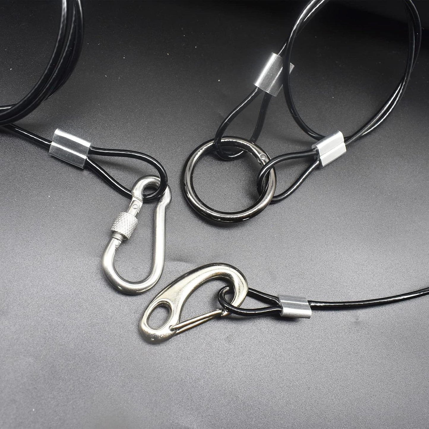 20 pcs 6 inch (15cm) 3mm Thickness Stainless Steel Wire Cable with Loops Vinyl Cover Coated Short Rope Lanyard Lock Safety Tether Chains, Black