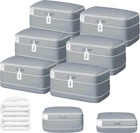 DIMJ Comforter Storage Bag - 100L Large Capacity Blanket Storage Compression Bags, Washable Space Saving Self Compression Organizer with Window Handles, Space Saver for Clothes, Bedding, Sheet