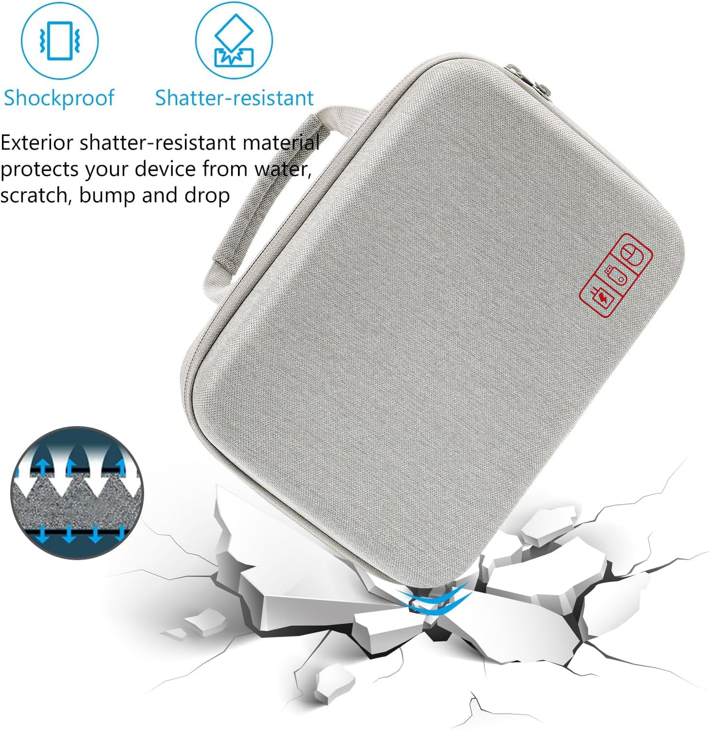 ProCase Hard Travel Electronic Organizer Case for MacBook Power Adapter Chargers Cables Power Bank Apple Magic Mouse Apple Pencil USB Flash Disk SD Card Small Portable Accessories Bag