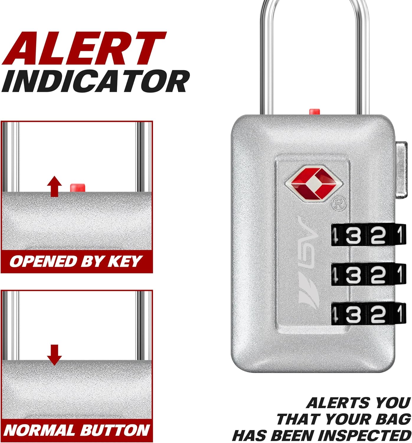 BV TSA Accepted Luggage Travel Lock, Set-Your-Own Combination Lock for School Gym Locker, Luggage Suitcase Baggage Locks, Filing Cabinets, Toolbox, Case (Silver, 2 Pack)