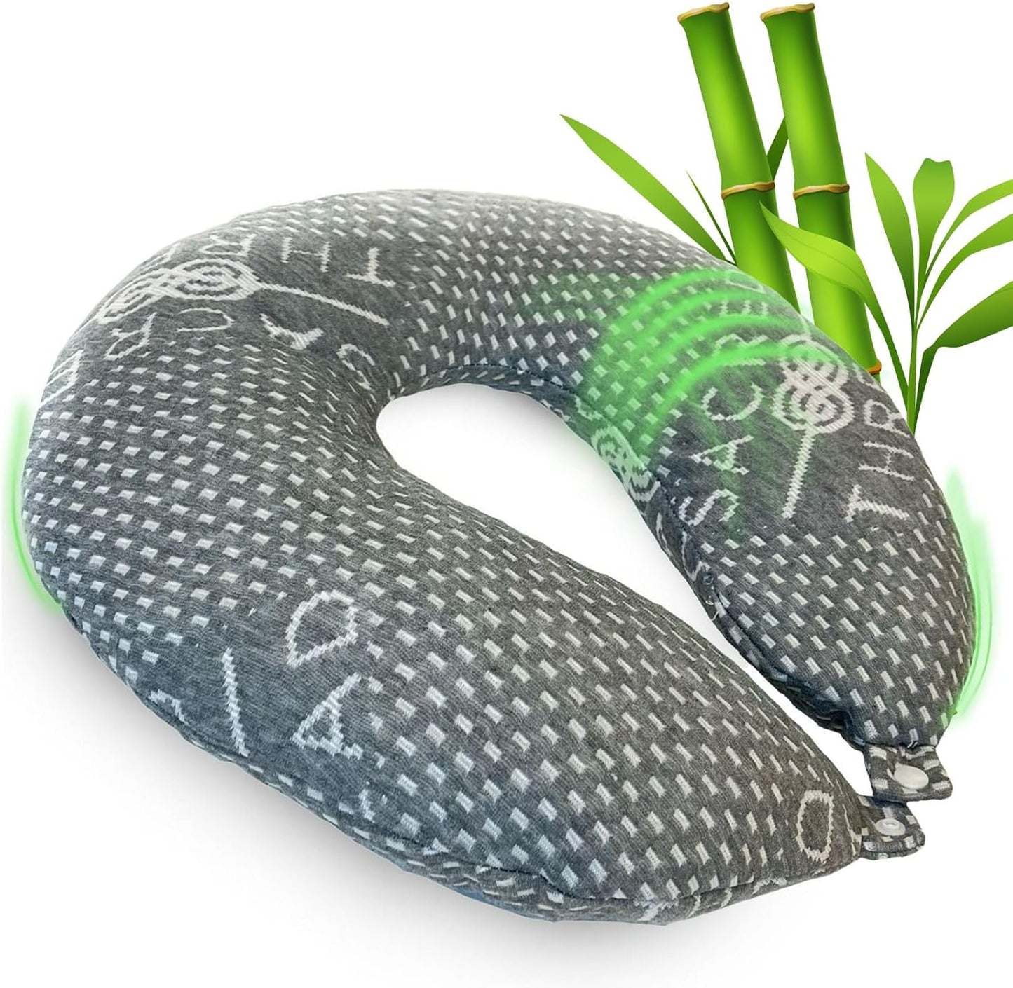 Sacred Thread Grey Travel Pillows for Airplanes, Rayon Derived from Bamboo Neck Pillow, Best Rated Travel Pillows with Cooling Memory Foam, Neck Pillows for Sleeping Travel, Airplane Headrest Pillow