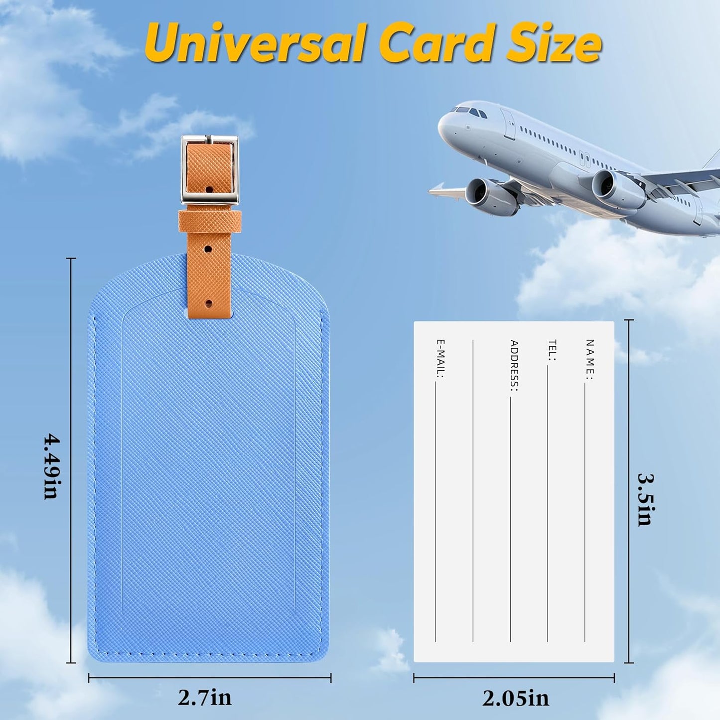 3 Pack Luggage Tags for Suitcases, TSA Approved Bag Tags, Baggage Tags with Privacy Protection, Travel Essentials Luggage Accessories, Blue & Brown